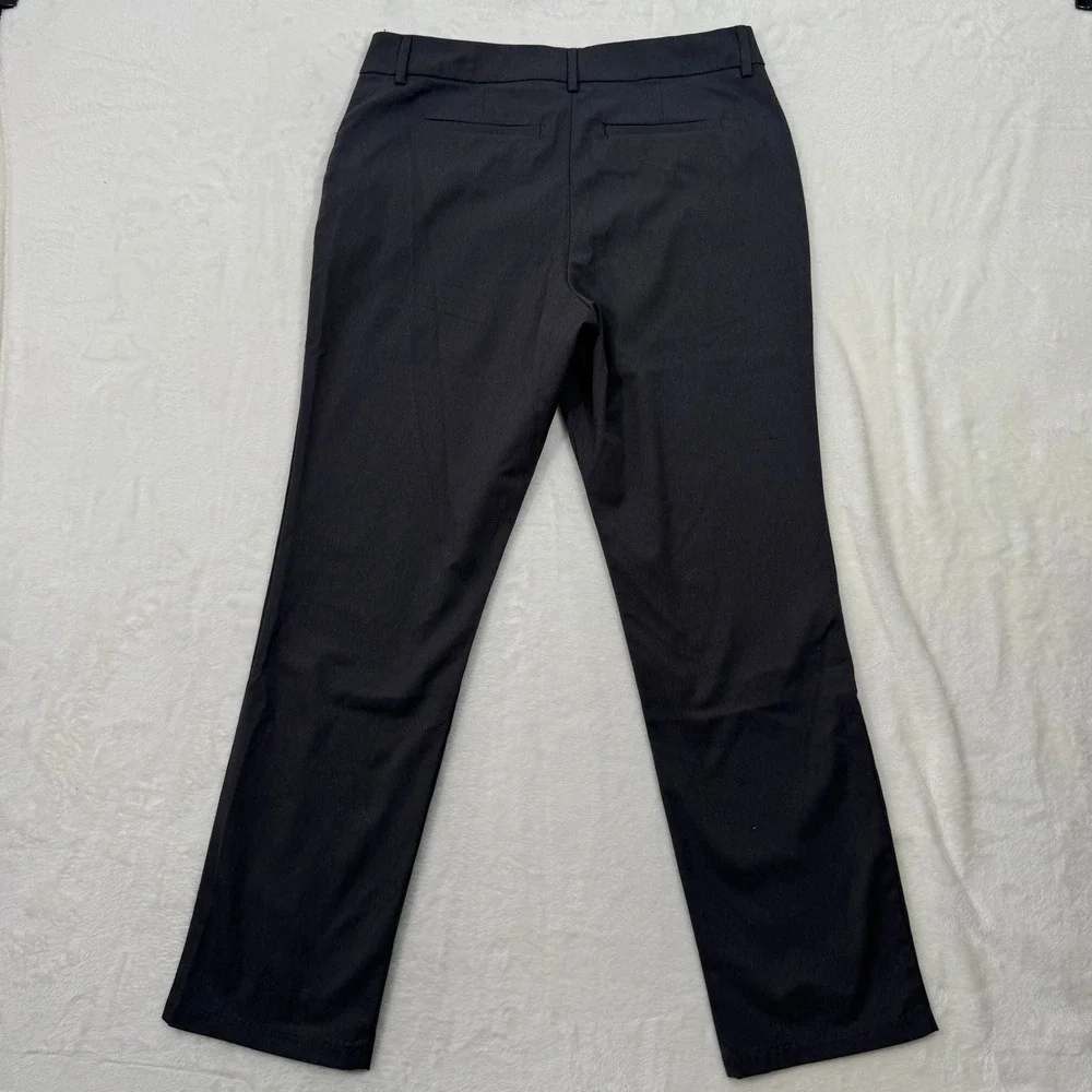 Lee Pants Womens 14 Charcoal Relaxed Fit Straight Leg Mid Rise Wrinkle Free Work